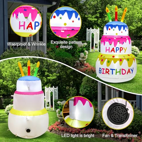 4FT Inflatable Happy Birthday Cake Decorations - Outdoor Yard Lawn Celebration - Variation of THIS Listing