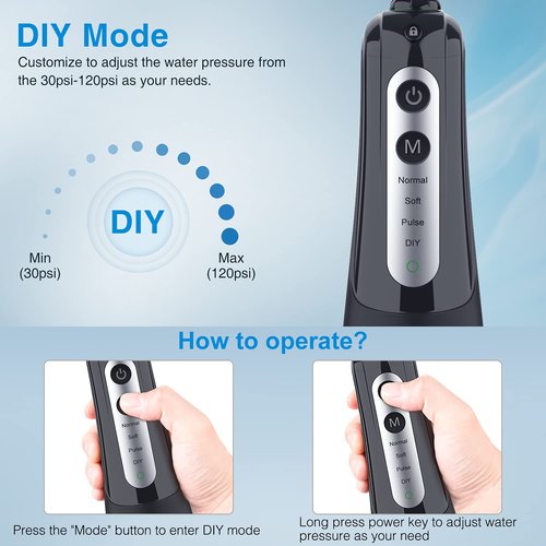 INSMART Water Flosser for Teeth: Cordless Dental Electric Flosser for Oral Care,Rechargeable Floss DIY Mode IPX7 Waterproof,Portable Travel Flossers Set for Teeth Cleaning with 4 Modes