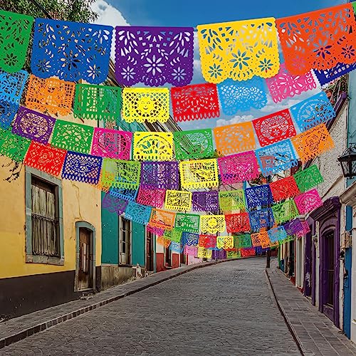 300 FT Mexican Fiesta Banners - Papel Picado Party Decorations - Kinlop