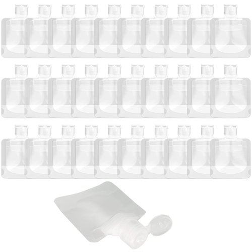 crayfomo 30 Pcs Travel Pouches for Toiletries,Portable Travel Fluid Makeup Packing Bag Squeeze Pouches Refillable Clear Travel Containers for Shampoo Conditioner Lotion Soap Liquids (30ml)