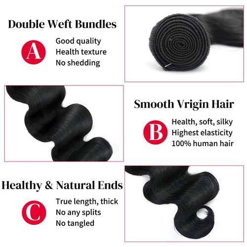 12A Brazilian Virgin Human Hair 1 Bundle 22 Inch Body Wave Bundles Human Hair 100% Unprocessed Quick Weave Hair Extensions Natural Black