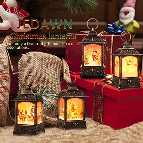 Christmas Lantern Snow Globe Set with 4 Styles Indoor/Outdoor Decor