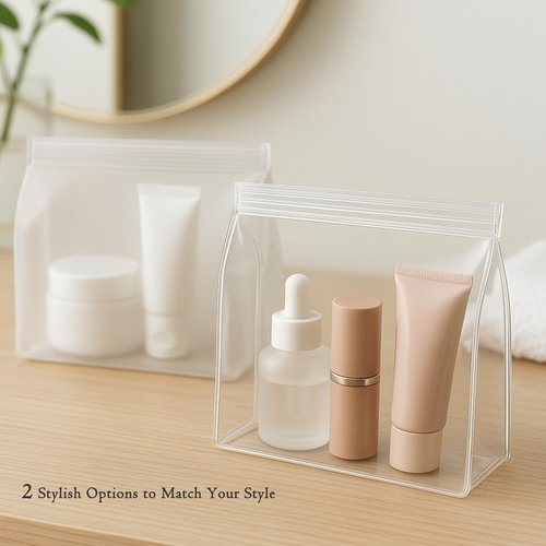 Circloophs 30 Pack Clear Makeup Bag Organizer Cosmetic Zipper Pouch TSA Approved Small Travel Pouches Transparent EVA Reusable Water-resistant Plastic Clear Gift Bags Bulk, Frosted, 11” x 8” x 2.8”