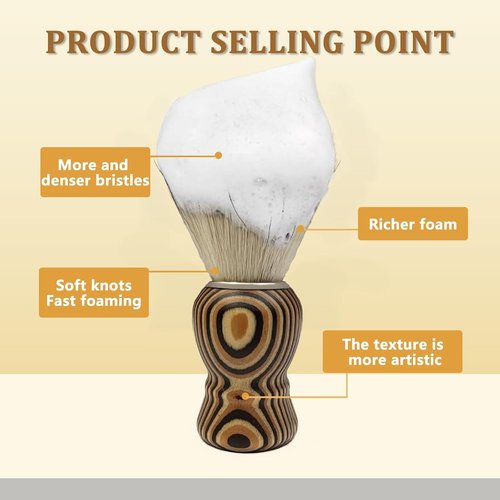 KIKC Pure Badger Shaving Brush - Handcrafted Soft Bristles & Artisanal Wood Handle | Perfect Gift for Bearded Men