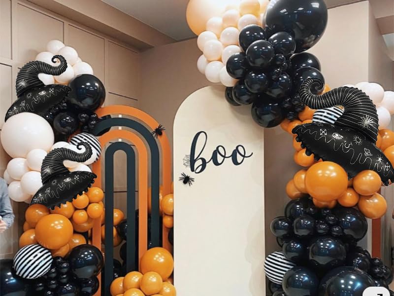Black Wizard Hat Foil Balloons for Witch Party Decorations - 6 Pcs