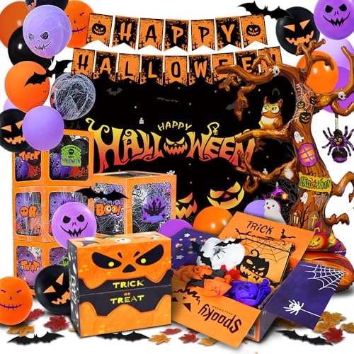 Halloween Party Decorations Kit - 157pcs Full Set with Giant Tree Balloon & Banners