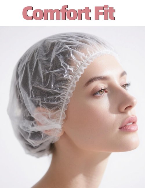 NEOWEMING 100PCS Disposable Shower Caps, Thick Plastic Waterproof Hair Bath Caps for Women Kids Girls. Hotel/Travel Essentials Accessories/Hair Salon Care Cleaning Supplies