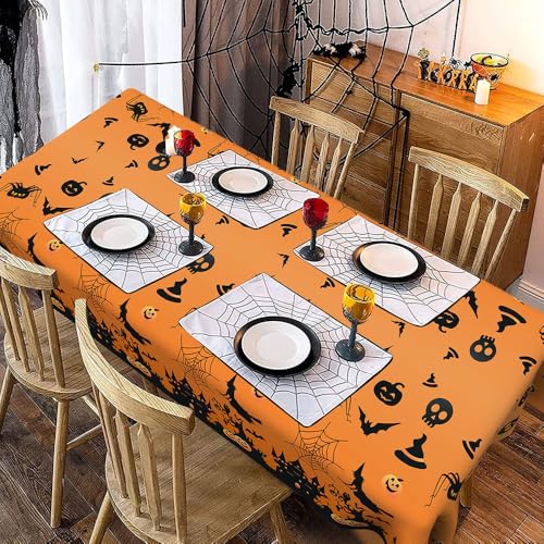 Halloween Tablecloth 3 Pcs Set Waterproof Plastic Rectangular Table Cover with Bat Pumpkin Ghost - 54x108 Inch - Variation of THIS listing
