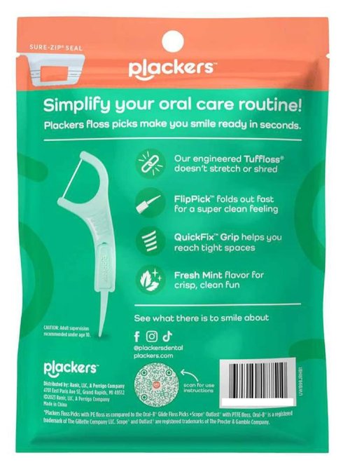 Plackers Micro Dental Flossers, Mint, (Pack of 36), 90 Count (Pack of 3), 270 count