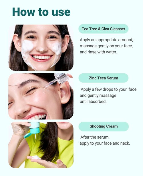 BRING GREEN TEA TREE CICA SET | Korean Skin Care Kit for Acne-Prone, Sensitive Skin | Zinc Teca Serum, Tea Tree Hydrating Moisturizer & Deep Cleansing Foam | Oil Control & Pore Care | K-Beauty Gift