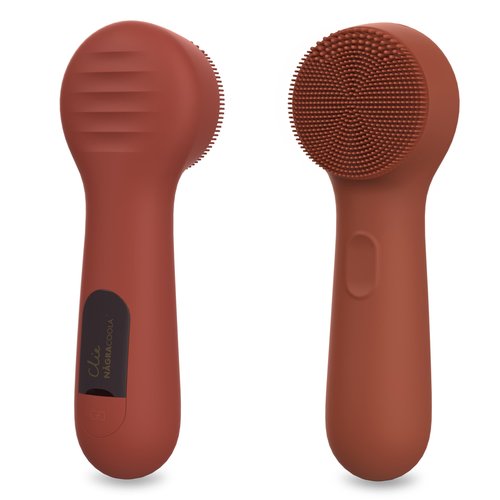 Silicone Face Scrubber, NågraCoola CLIE 2.0 Facial Cleansing Brush, Rechargeable, Waterproof Face Scrub Brush for Cleansing, Exfoliating, Massaging, Electric Facial Exfoliator for Women and Men-Russet