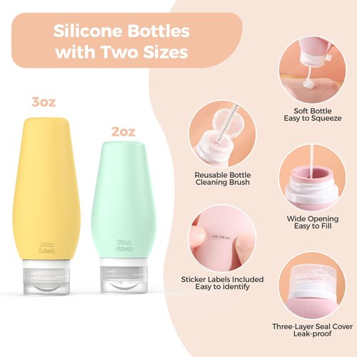 19 Packs Travel Bottles for Toiletries, Silicone Travel Size Toiletries, TSA Approved Travel Essentials, Leak Proof Travel Size Containers for Shampoo Conditioner Lotion