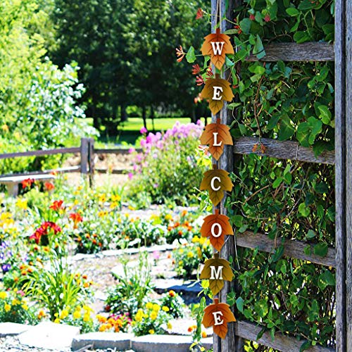 Autumn Welcome Sign for Front Door - Wooden Maple Leaves Wall Decor