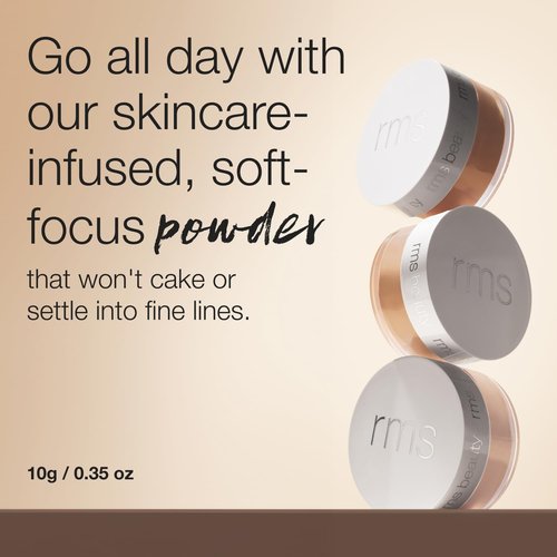 RMS Beauty Hydra Setting Powder – Talc-Free Loose Setting Powder – 8-Hour Shine Control & Soft-Focus Blur – Hydrating Skincare-Infused Formula with Cotton Puff – 0.35 oz