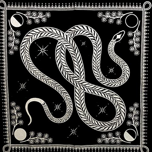 18x18 Inch Tarot Altar Cloth with Silver Snake - Handmade Cotton Witchcraft Table Cover