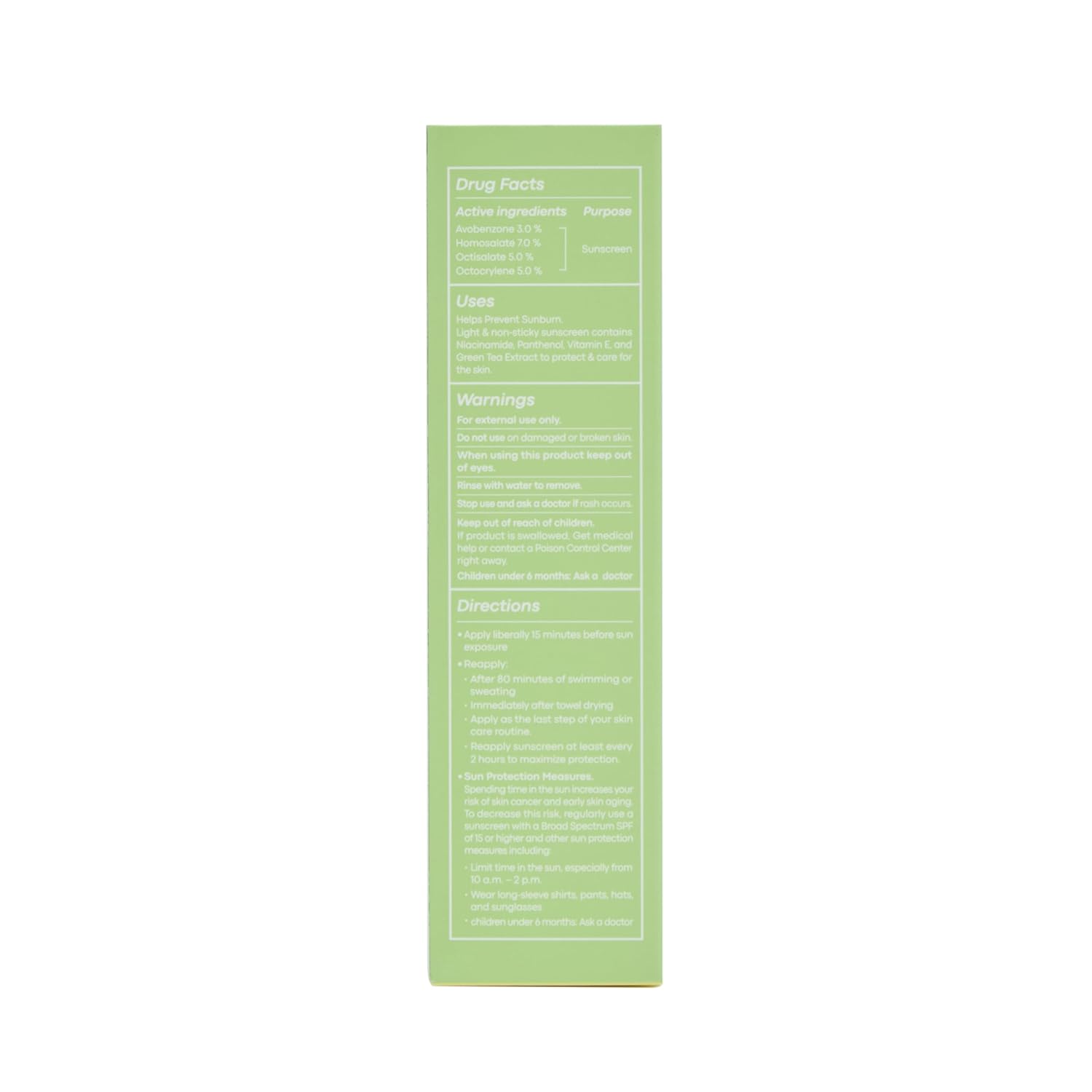 TONYMOLY Green Tea Sunscreen SPF 50 - Non-Greasy Broad Spectrum Face Protection with Niacinamide & Hyaluronic Acid | Travel Size 50ml