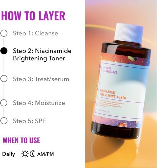 Good Molecules Niacinamide Brightening Toner Pack 2 – 120 ml / 4 fl oz Each | Facial Toner with Niacinamide & Arbutin for Even-Looking Skin