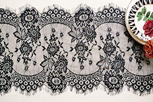 Letjolt 2 Pcs Black Lace Table Runners - Elegant 14 x 120 Inches - Variation 2