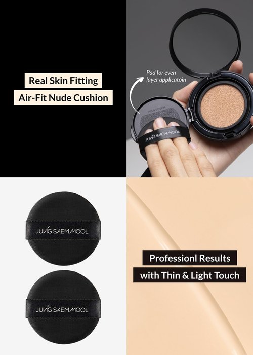 JUNG SAEM MOOL Essential Skin Nuder Longwear Cushion 0.98 Fl Oz, Refill Included, 24H Lasting Cushion Foundation with High Coverage, Semi-Matte Natural Finish, Korean Foundation Makeup (Medium Deep)