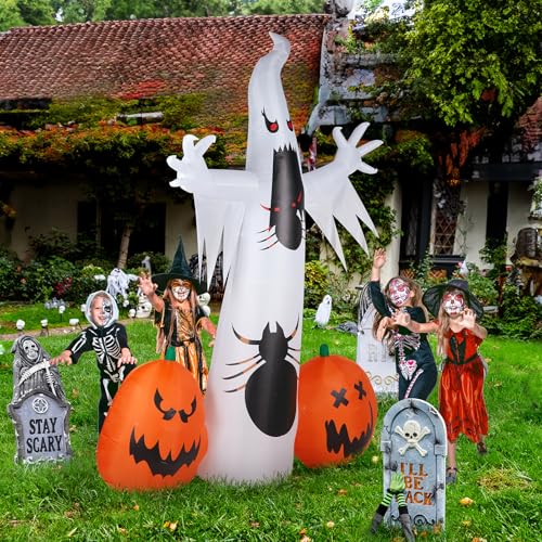 11.8FT Halloween Inflatable Ghost Spider Pumpkin Decoration - Giant Outdoor Decor