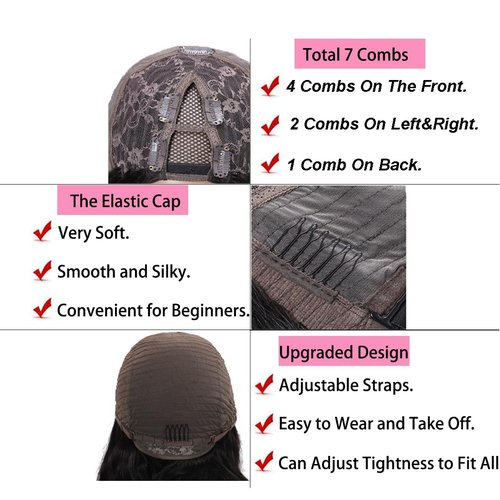 draconenee V Part Wig Human Hair 14 inch Upgrade U Part Wigs Body Wave for Black Women Beginner Friendly No Sew In and No Leave Out Glueless Brazilian Virgin Hair Natural Black Color 180% Density