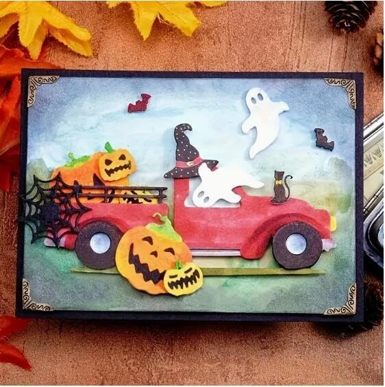 Halloween Pumpkin Car Metal Die Cuts for Scrapbooking & Card Making