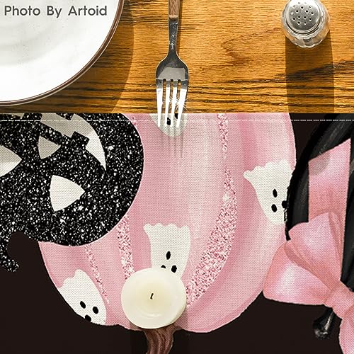 Halloween Table Runner 13x72 Inch Black Pink Polyester Home Party Decor - Variation of THIS listing