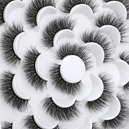 Fuzzy Mink Lashes - 3D Volume False Eyelashes Pack - Handmade, Reusable, Thick Crossed Style - Variation: F- Volume Lashes