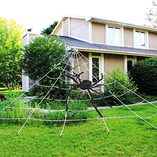 Giant Halloween Spider Decoration with LED Eyes - 3.3 FT Plush Creepy Outdoor Prop