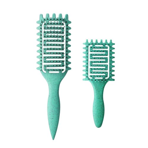 Skiennix Curl Defining Brush - Vented Detangling Tool for Curly Hair | Lightweight 2-Piece Set in Green