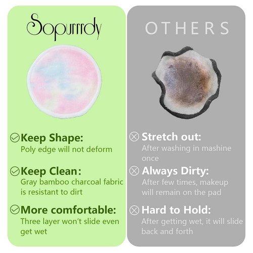 Sopurrrdy 28 Pack Reusable Makeup Remover Face Pads with Laundry Bag Washable Soft and Comfortable Cleaning Face Skin,Washable Bamboo Cotton Rounds Colorful