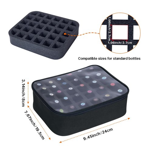 UOZL Small Clear Nail Polish Organizer Holds 30 bottles(15ml-0.5fl.oz) Nail Polish Case Multifunctional Nail Polish Bag organizer, Cosmetic Travel Makeup Cases for Women Black