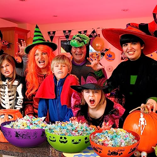 Halloween Candy Bowls Set - 6 Multicolored Trick or Treat Serving Bowls
