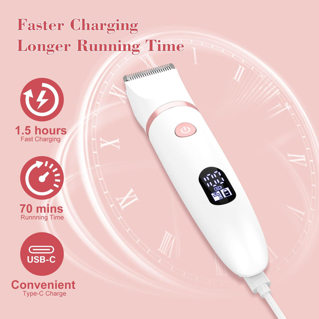 Zivelier 3-in-1 Electric Razor IPX7 Waterproof Bikini Trimmer Wet & Dry Use Painless Personal Trimmer Groomer for Ladies Face Body Legs Bikini Public Hairs Electric Lady Shaver with Replaceable Heads