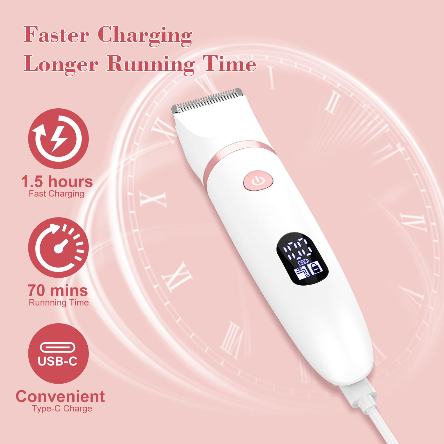 Zivelier 3-in-1 Electric Razor IPX7 Waterproof Bikini Trimmer Wet & Dry Use Painless Personal Trimmer Groomer for Ladies Face Body Legs Bikini Public Hairs Electric Lady Shaver with Replaceable Heads