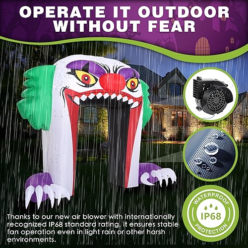 10 FT Halloween Inflatable Clown Archway Outdoor Decor - Spooky Yard Decoration