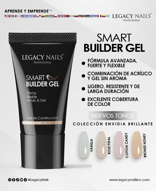 LEGACY NAILS SMART BUILDER GEL 1oz - Odor-Less, Full-Color Coverage, Advanced Viscosity Formula, Perfect for Sculpting Nail Extensions (Coton Candy)