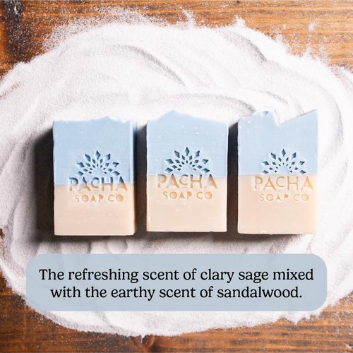 Pacha Soap Co. Sand & Sea Bar Soap - Sea Salt Scent, Volcanic Ash & Pumice, Exfoliating & Hydrating Body and Face Wash with Essential Oils, Handcrafted and Made in the USA, 5-Pack (4 oz Each)