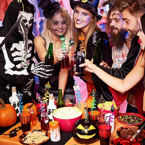 Halloween Reusable Plastic Straws - 20 Pcs with Classic Halloween Designs - Halloween Style