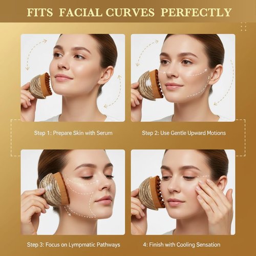 Pukaock 2PCS Lymphatic Contour Face Brush, Chin Jawline Sculpting Tool, Drainage Massager for Face & Neck,Ergonomic Design for Anti-Swelling & Fatigue Relief