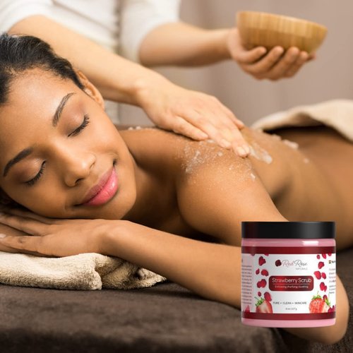 Red Rose Naturals Strawberry Body Care Spa Set , Strawberry Body Scrub 8 oz. and Strawberry Body Oil 4 oz.