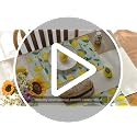 Blue Lemon Flower Floral Placemats Set of 4 - 12x18 Inch Summer Table Decor