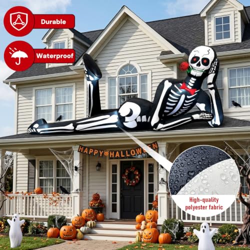 12FT Halloween Inflatable Skeleton with LED Lights Outdoor Decoration