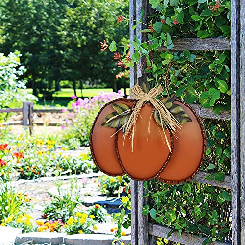 Autumn Pumpkin Wooden Sign for Front Door - Rustic Fall Decor, 11x12.5in