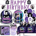 Halloween Birthday Party Supplies Set - Spooky Purple Tableware & Decorations