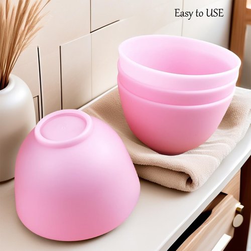 PLINNILUY 6 Pack Silicone Face Mask Mixing Bowls - Microwave & Freezer Safe, Non-Stick Esthetician Bowls for DIY Skincare, Clay Masks, Hair Color, 3.3-inch Esthetician Supplies(Pink)