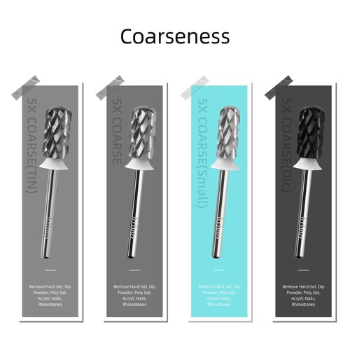 HYTOOS 5XC Safety Nail Drill Bits, Small Rounded Barrel, 3/32 Shank Carbide Nails Bit for Righties, Electric Drills Accessories, Fast Remove Manicure Art Thick Gel (5XC, Small Barrel)