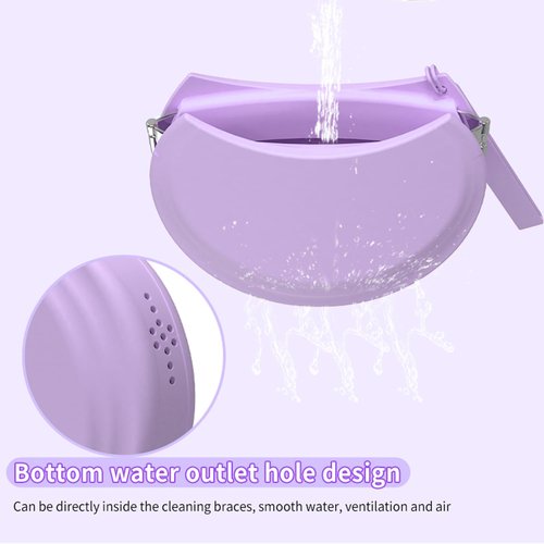 2 Pack Silicone Retainer Case with Vent Holes Lanyard Aligner Case Cute Portable Container Holder Night Guard Case for Travel Girl Women Men Kids (Purple+Blue)