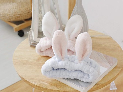 Skiennix Women’s Soft Flannel Bunny Ear Makeup Headband - 2-Pack for Comfortable Use