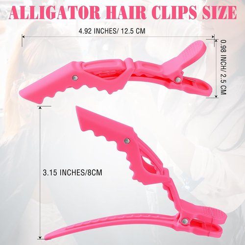 Havawish 12 Pcs Matte Alligator Hair Clips - Stylish Crocodile Clips for Women | Pink